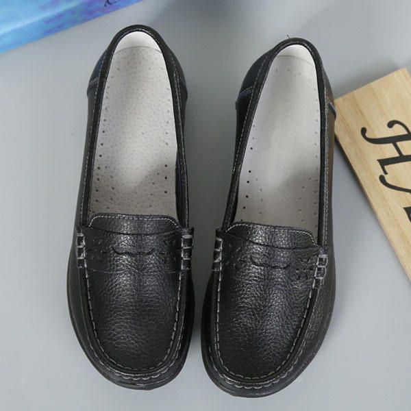 Naisten Us Koot 5-13 Pure Color Pehmeä Pohja Pyöreä Toe Slip On Litteät Loaferit