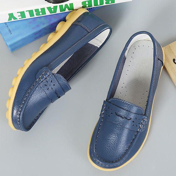 Naisten Us Koot 5-13 Pure Color Pehmeä Pohja Pyöreä Toe Slip On Litteät Loaferit