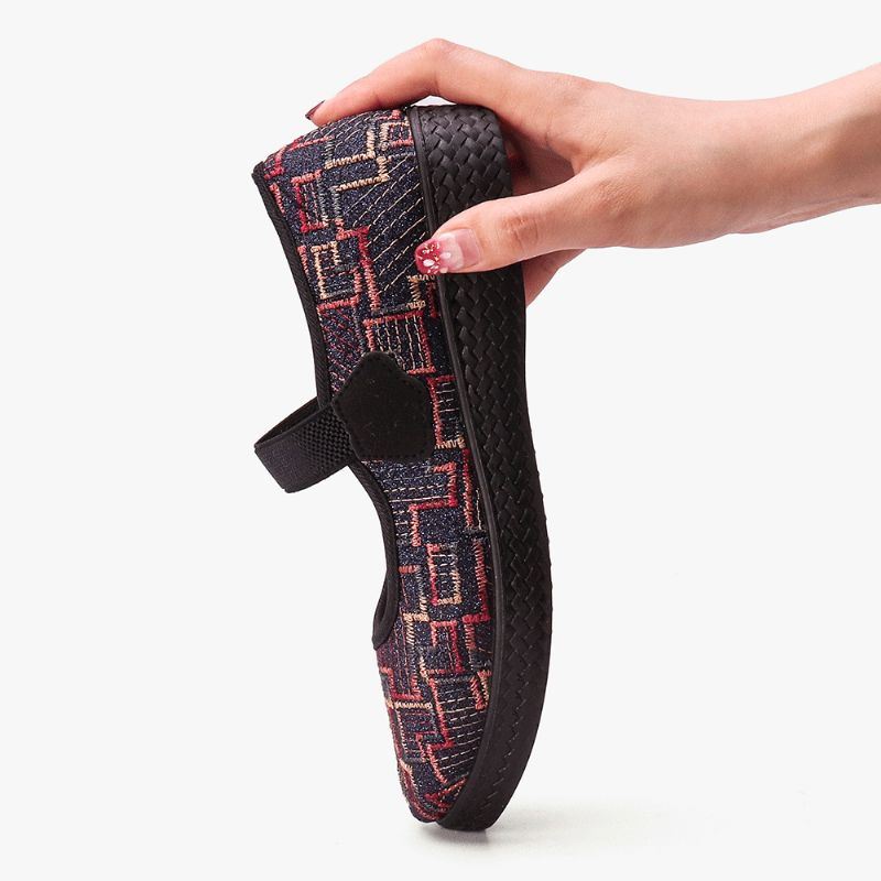 Naisten Vanha Peking-kangas Joustava Slip On Resistant Loafers