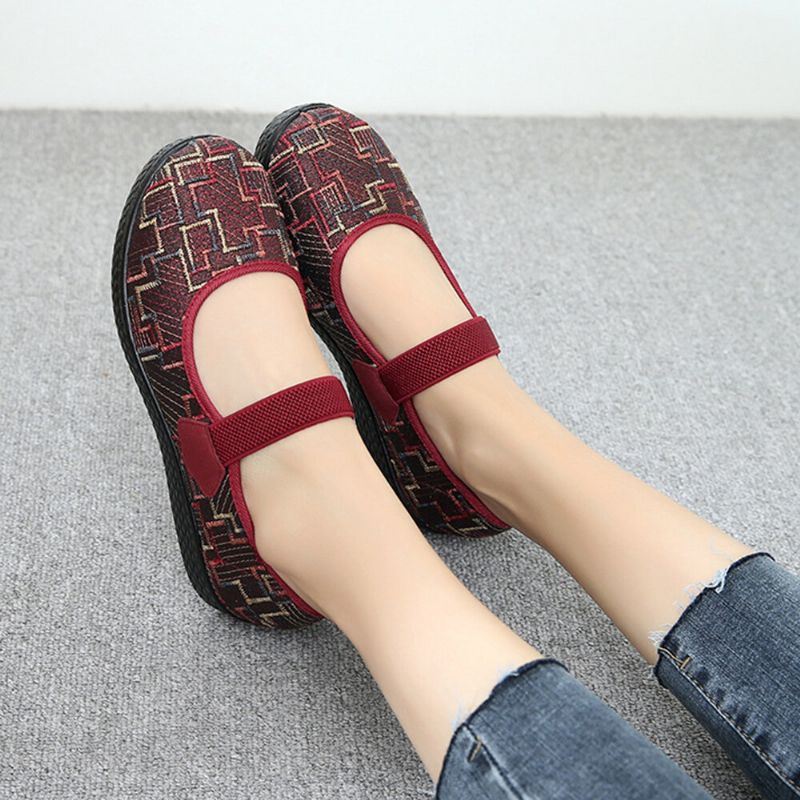 Naisten Vanha Peking-kangas Joustava Slip On Resistant Loafers