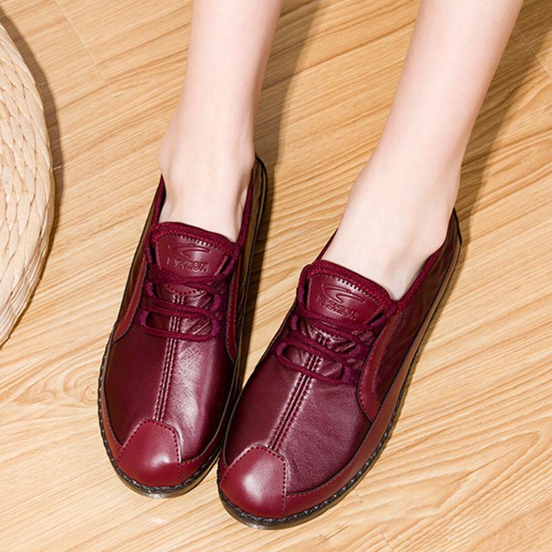 Naisten Yksiväriset Pyöreä Toe Rento Pehmeät Mukavat Pyörittävät Tasaiset Loafers Kengät