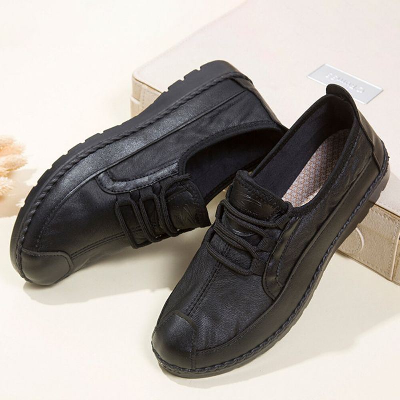Naisten Yksiväriset Pyöreä Toe Rento Pehmeät Mukavat Pyörittävät Tasaiset Loafers Kengät