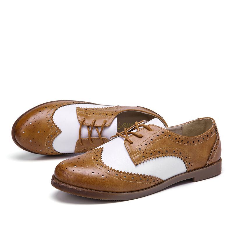 Värilliset Block Lace Up Rennot Naisten Brogue Flats -kengät