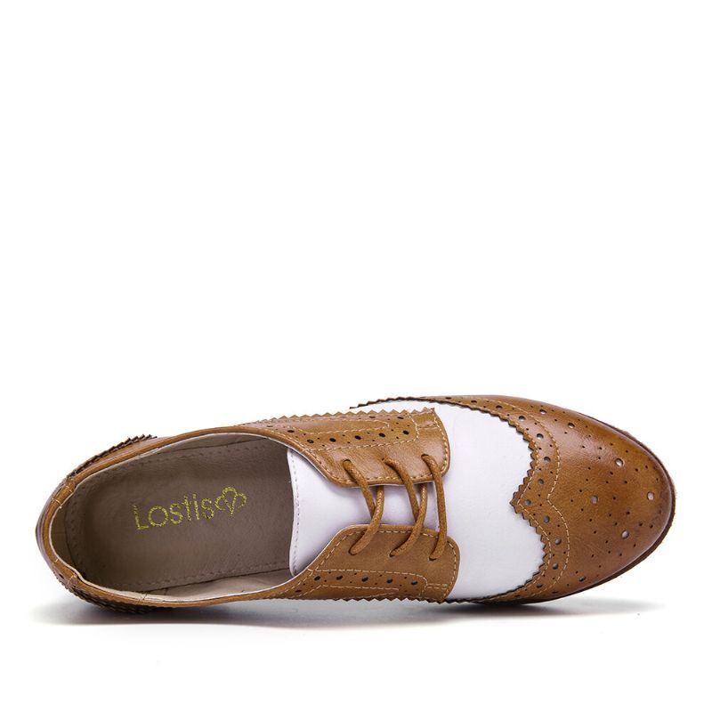 Värilliset Block Lace Up Rennot Naisten Brogue Flats -kengät