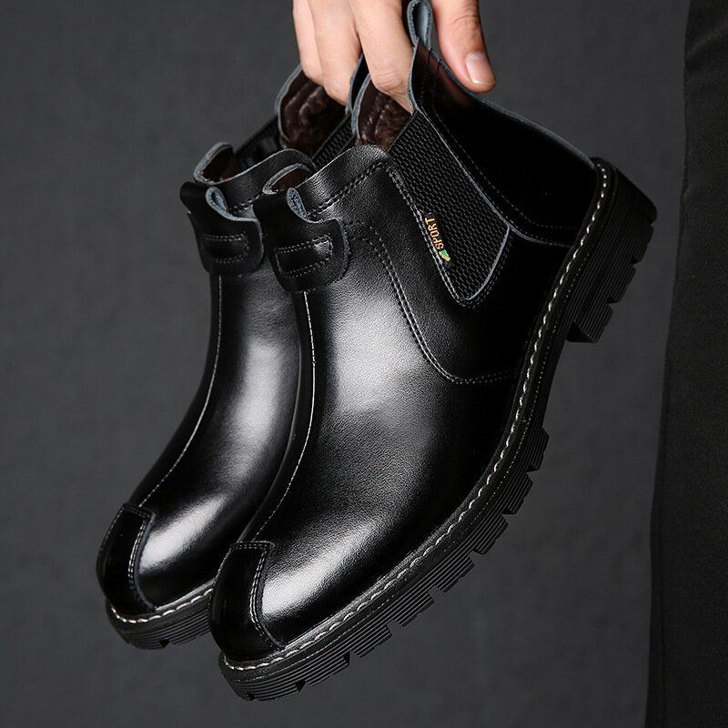 Miesten Aitoa Nahkaa Liukumaton Ja Samettilämpimät Chelsea Boots Martin Boots