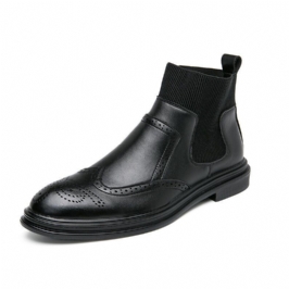 Miesten Brogue Comfy Joustava Slip On Chelsea Boots