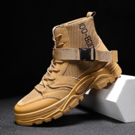 Miesten Canvas Hengittävä Mukava Pehmeä Pohja Housut Kiinteät Lace Up Rento Martin Boots