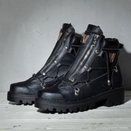 Miesten Hengittävä Paksu Pohja Retro Splicing Liukumaton Pyöreä Toe Vetoketju Casual Martin Boots
