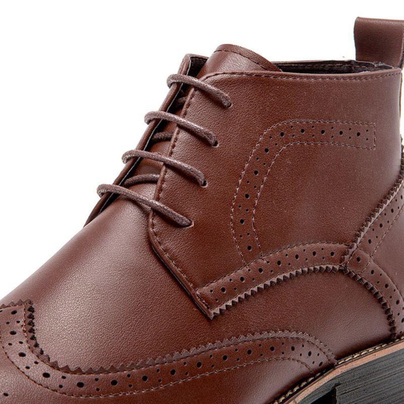 Miesten Mikrokuituliina Pehmeä Pohja Ontto Hengittävä Kulutusta Kestävä Retro Casual Martin-saappaat