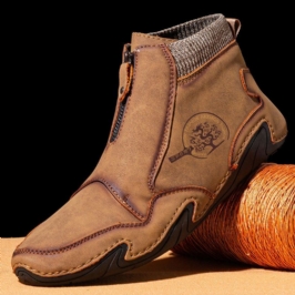 Miesten Mikrokuitunahka Hengittävä Käsin Ommel Pehmeä Pohja Mukava Slip On Rento Nilkkurit