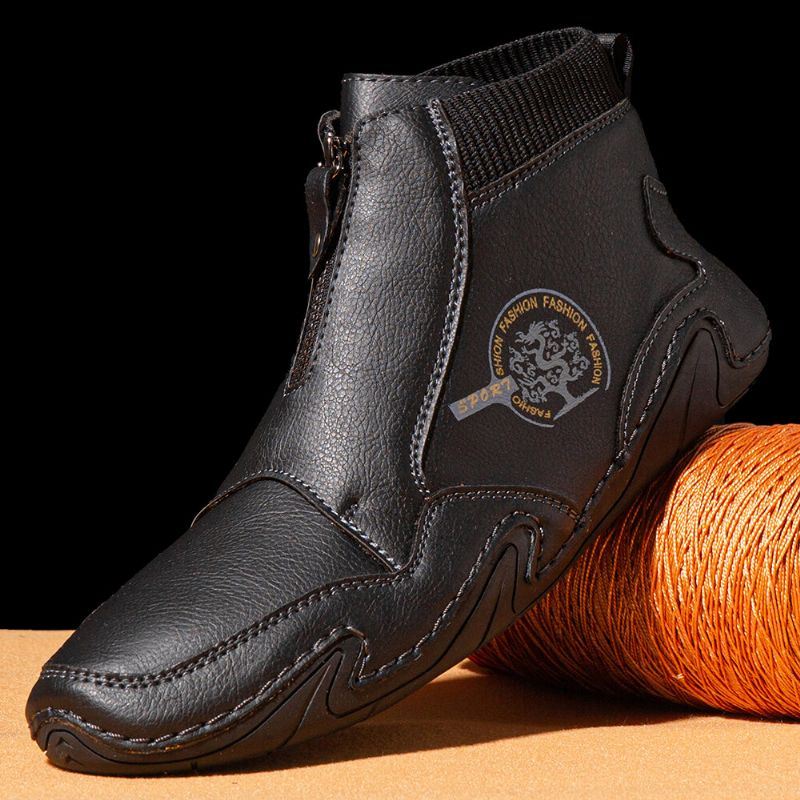 Miesten Mikrokuitunahka Hengittävä Käsin Ommel Pehmeä Pohja Mukava Slip On Rento Nilkkurit