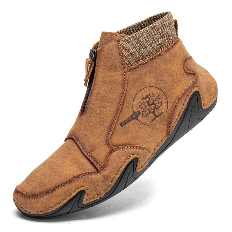Miesten Mikrokuitunahka Hengittävä Käsin Ommel Pehmeä Pohja Mukava Slip On Rento Nilkkurit