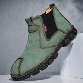 Miesten Mikrokuitunahka Mukava Pehmeä Pohja Joustava Slip On Hand Ompelevat Chelsea Saappaat