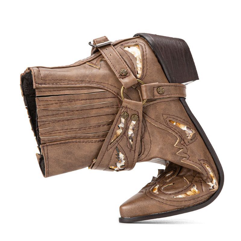 Miesten Nahka Hengittävä Pehmeä Pohja Retro-kärkikärkinen Kätevä Slip On Rento Knight Boots