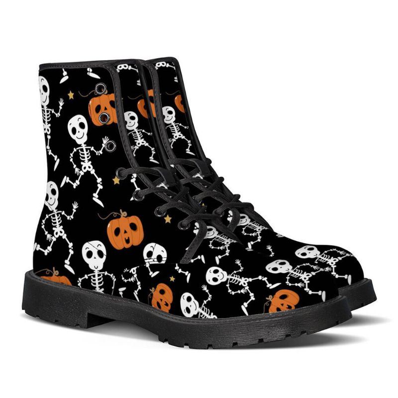 Miesten Nahka Pehmeä Pohja Halloween Outo Paino Liukumaton Pyöreä Toe Rennot Martin Boots