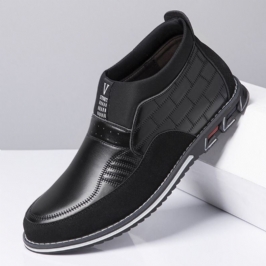 Miesten Ompelevat Ruudulliset Mukavat Business Casual Slip On Nahkaiset Nilkkurit