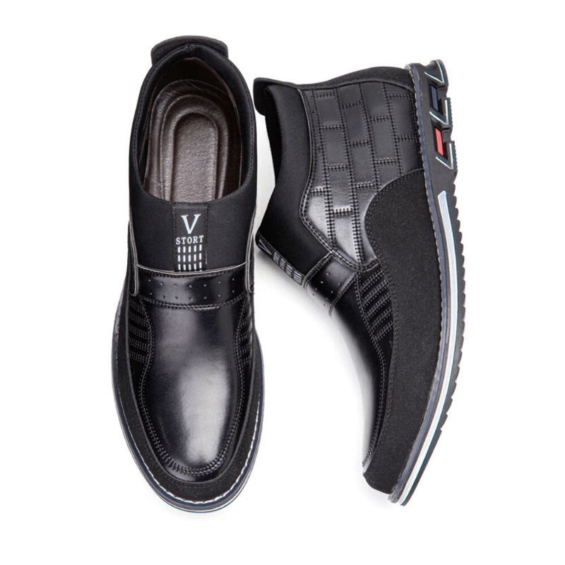 Miesten Ompelevat Ruudulliset Mukavat Business Casual Slip On Nahkaiset Nilkkurit