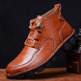 Miesten Pehmeät Lehmännahkaiset Vapaa-ajan Ompelulangat Business Casual -nilkkurit