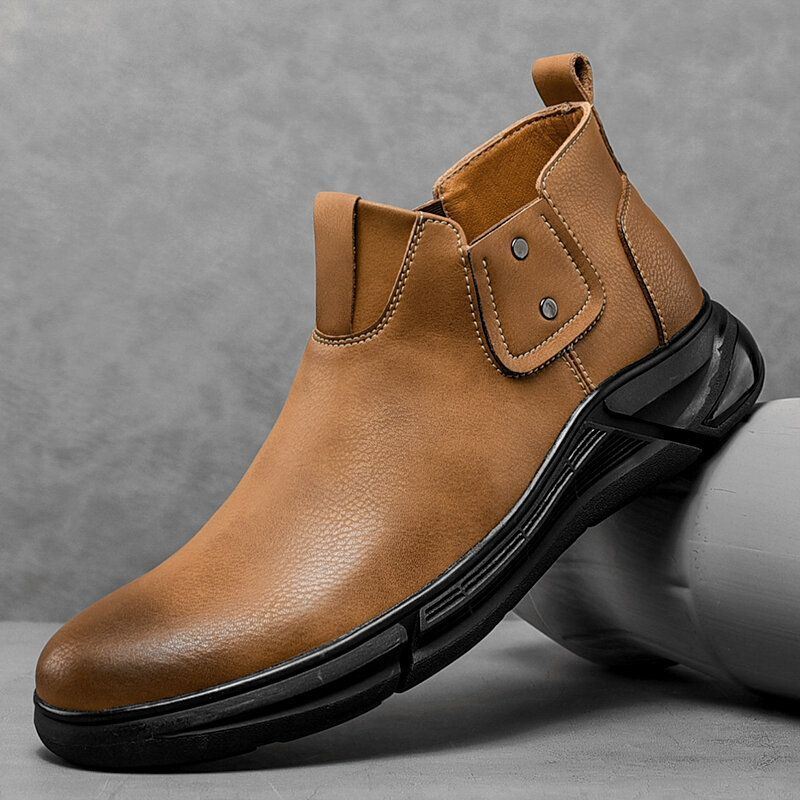 Miesten Retro Lehmännahka Liukumaton Pehmeä Pohja Joustava Slip Chelsea Saappaissa