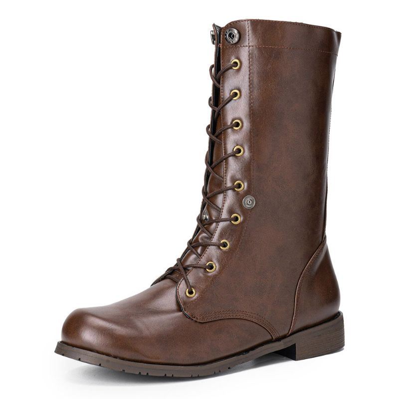 Miesten Retro Liukumaton Nappi Rennot Nauhat Western Boots