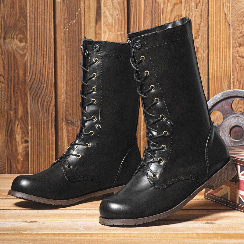 Miesten Retro Liukumaton Nappi Rennot Nauhat Western Boots