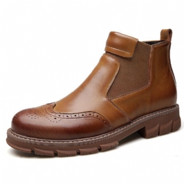 Miesten Retropehmeät Klassiset Brogue-nahkaiset Chelsea-nilkkurit