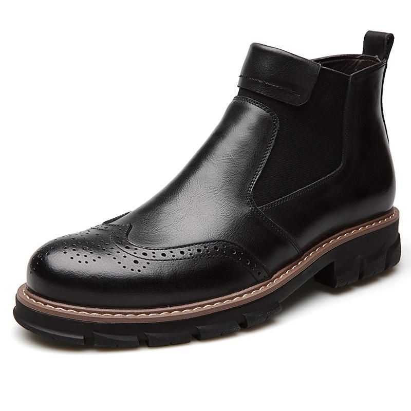 Miesten Retropehmeät Klassiset Brogue-nahkaiset Chelsea-nilkkurit