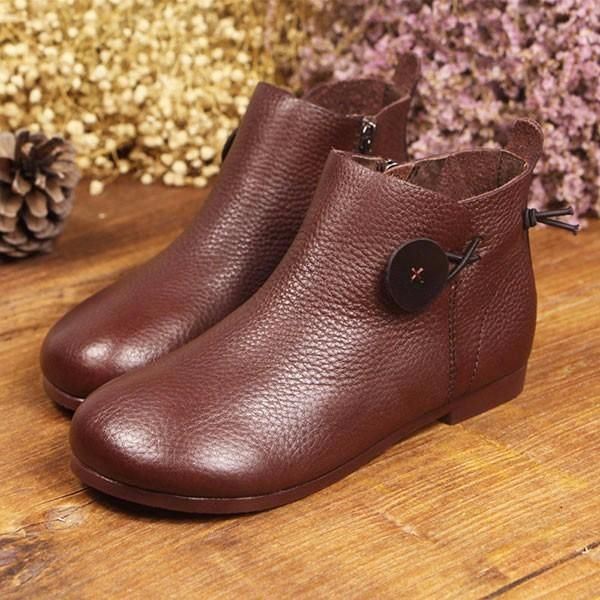 Nahkaiset Lyhyet Nahkasaappaat Naisten Vapaa-ajan Ulkokäyttöön Pehmeät Slip On Tasaiset Kengät