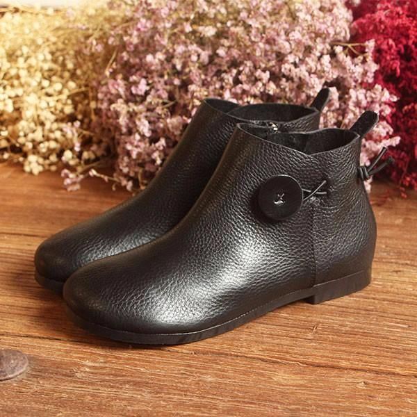 Nahkaiset Lyhyet Nahkasaappaat Naisten Vapaa-ajan Ulkokäyttöön Pehmeät Slip On Tasaiset Kengät
