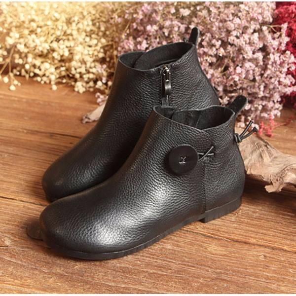 Nahkaiset Lyhyet Nahkasaappaat Naisten Vapaa-ajan Ulkokäyttöön Pehmeät Slip On Tasaiset Kengät