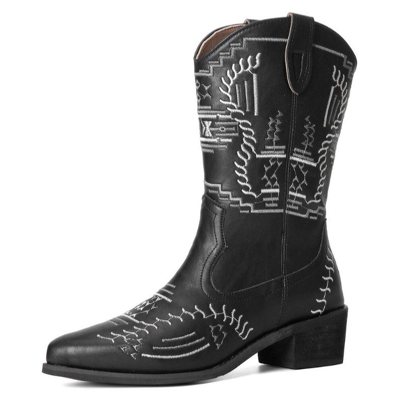 Naisten Rento Teräväkärkinen Vintage Brodeeratut Western Cowboy -saappaat Martin Boots