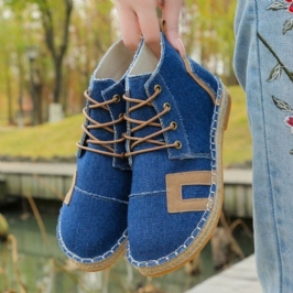 Naisten Retro Rento Nauhoitus Mukavat Käsinompeleet Espadrillit Litteät Lyhyet Saappaat