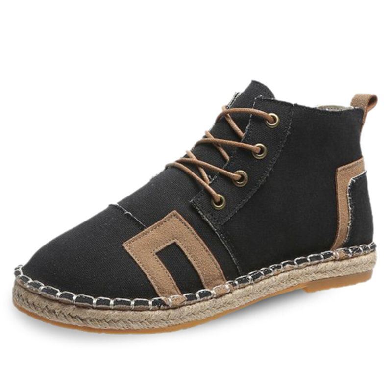 Naisten Retro Rento Nauhoitus Mukavat Käsinompeleet Espadrillit Litteät Lyhyet Saappaat