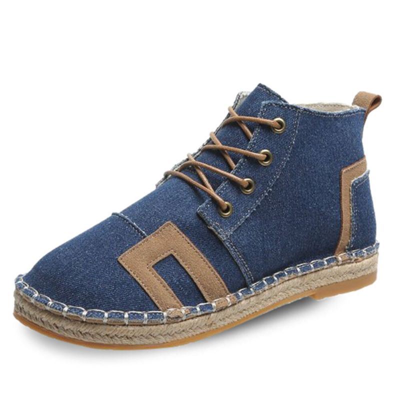 Naisten Retro Rento Nauhoitus Mukavat Käsinompeleet Espadrillit Litteät Lyhyet Saappaat