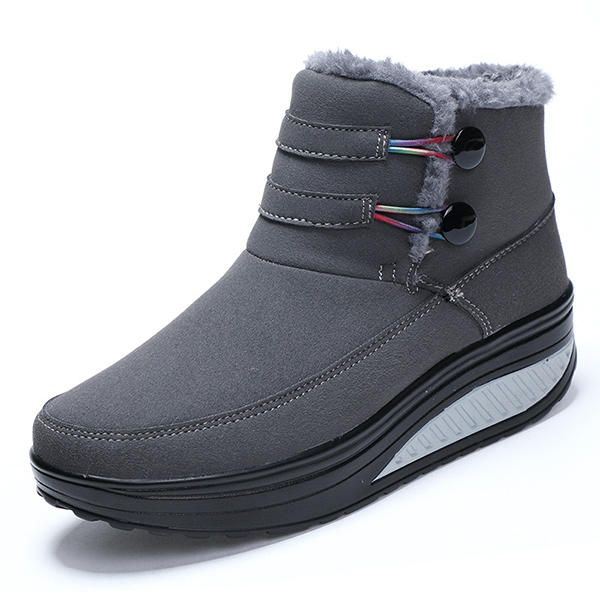 Naisten Talvi Slip On Pidä Lämpimänä Saappaat Tekoturkis Vuori Rocker Sole Kengät Lumisaappaat