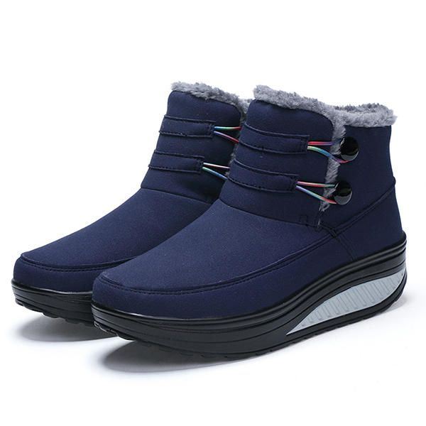 Naisten Talvi Slip On Pidä Lämpimänä Saappaat Tekoturkis Vuori Rocker Sole Kengät Lumisaappaat
