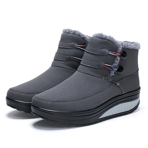 Naisten Talvi Slip On Pidä Lämpimänä Saappaat Tekoturkis Vuori Rocker Sole Kengät Lumisaappaat