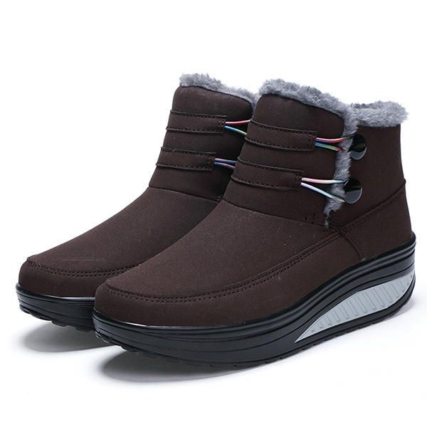 Naisten Talvi Slip On Pidä Lämpimänä Saappaat Tekoturkis Vuori Rocker Sole Kengät Lumisaappaat