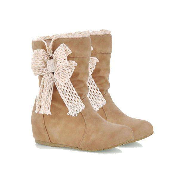 Pitsi Naisten Lumisaappaat Butterfly Knot Mid Calf Bow Knot Kengät