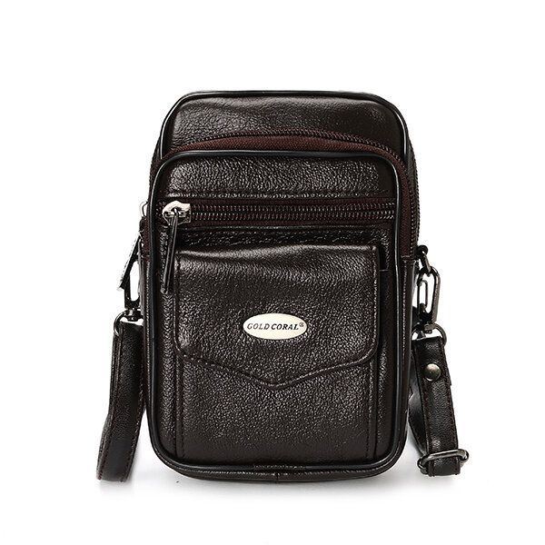 5.3 Tuuman Matkapuhelin Miesten Aitoa Nahkaa Vintage Vyötärölaukku Crossbody Laukku