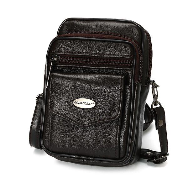 5.3 Tuuman Matkapuhelin Miesten Aitoa Nahkaa Vintage Vyötärölaukku Crossbody Laukku