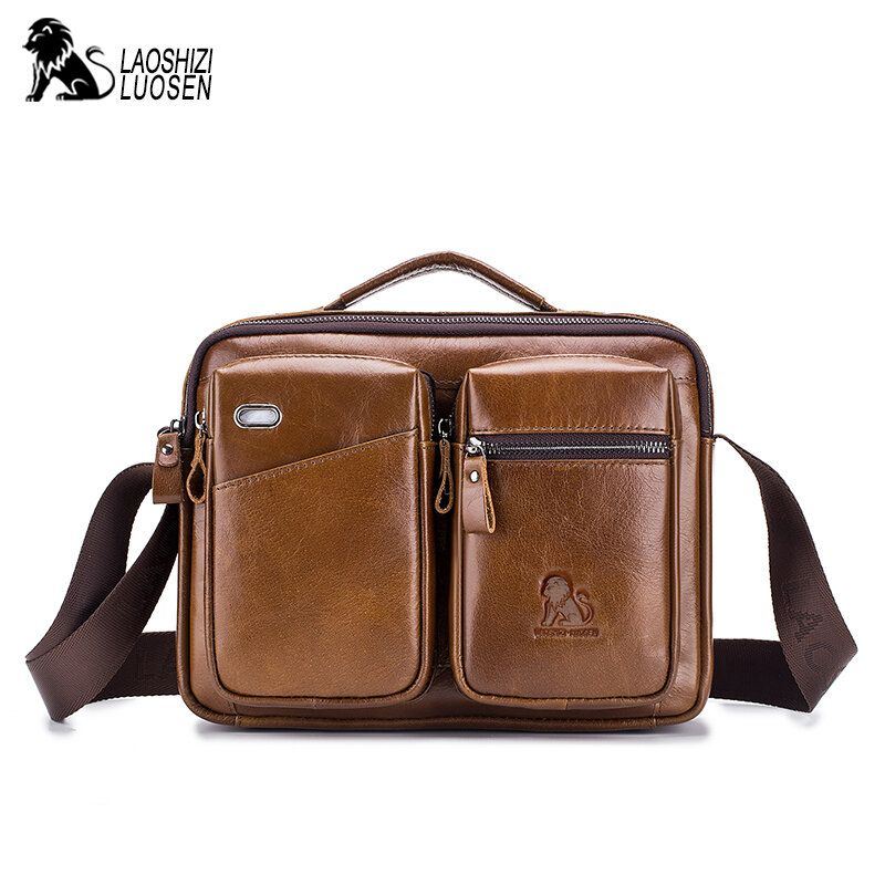Aito Nahka Miesten Vintage Messenger Bag Salkku Käsilaukku Olkalaukku Matkalaukku
