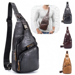Aitoa Nahkaa Oleva Retro-rintalaukku Ulkokäyttöön Vapaa-ajan Päiväreppu Crossbody-laukku Miehille