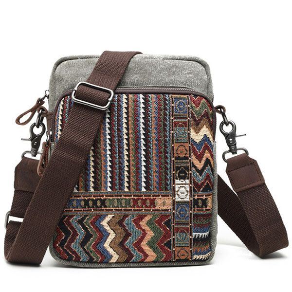 Bernice Naisten Retro National Style Canvas Vapaa-ajan Kantolaukku Crossbody Olkalaukku