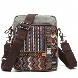 Bernice Naisten Retro National Style Canvas Vapaa-ajan Kantolaukku Crossbody Olkalaukku