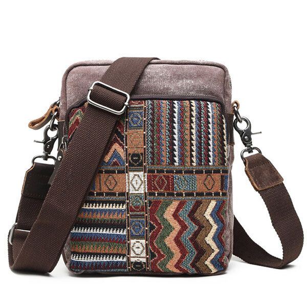 Bernice Naisten Retro National Style Canvas Vapaa-ajan Kantolaukku Crossbody Olkalaukku