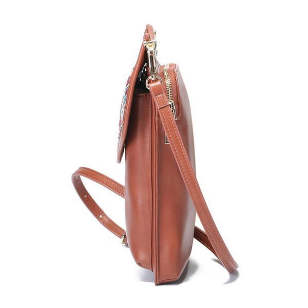 Bohemian Style Retro Canvas Kukkapainatus Naisten Puhelinlaukku Olkalaukku Crossbody