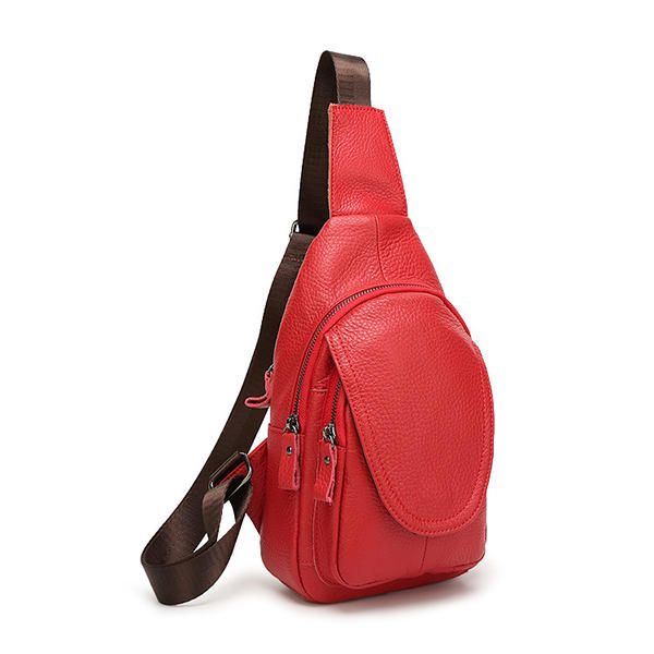 Miehet Naiset Aitoa Nahkaa Oleva Rintalaukku Muoti Retro Rento Crossbody -laukku 3 Väriä