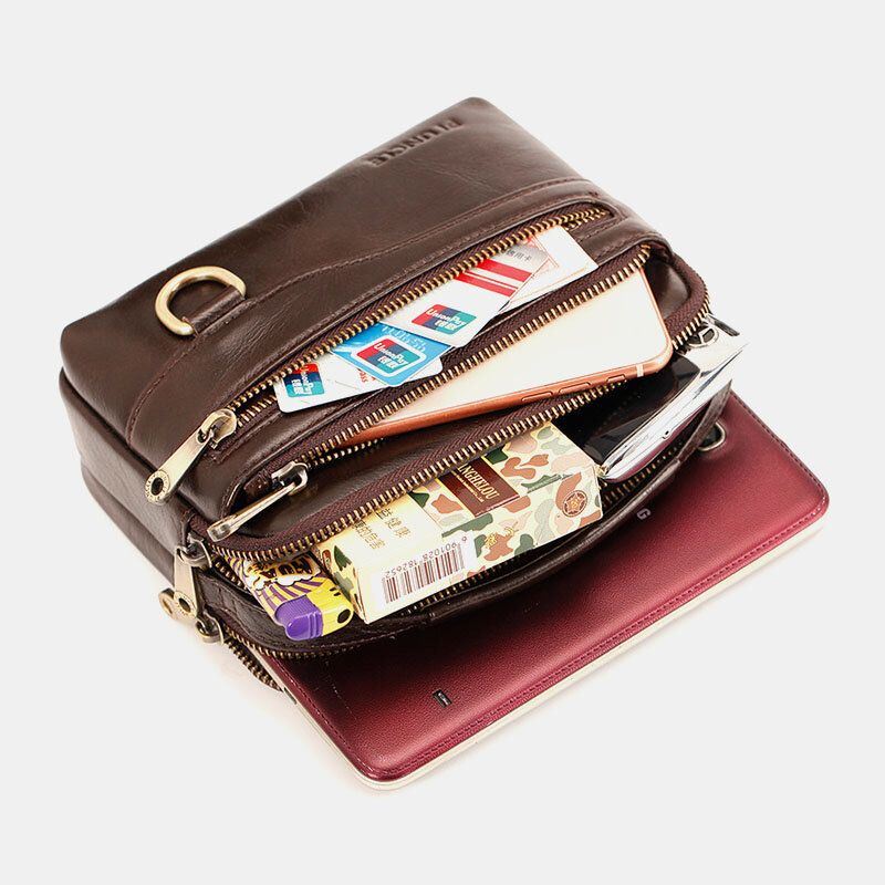 Miesten Aidosta Nahasta Monitoiminen 6.5 Tuuman Puhelinlaukku Crossbody Laukku Vyötärölaukku