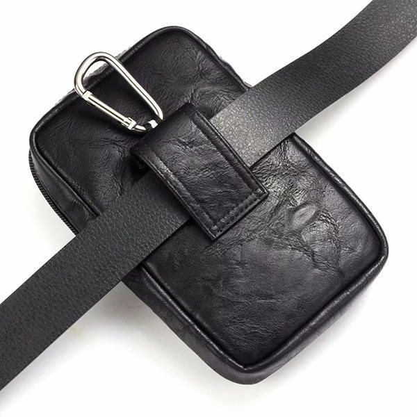 Miesten Aidosta Nahasta Valmistettu Kaksinkertainen Vetoketjullinen Vyötärölaukku Crossbody Laukku
